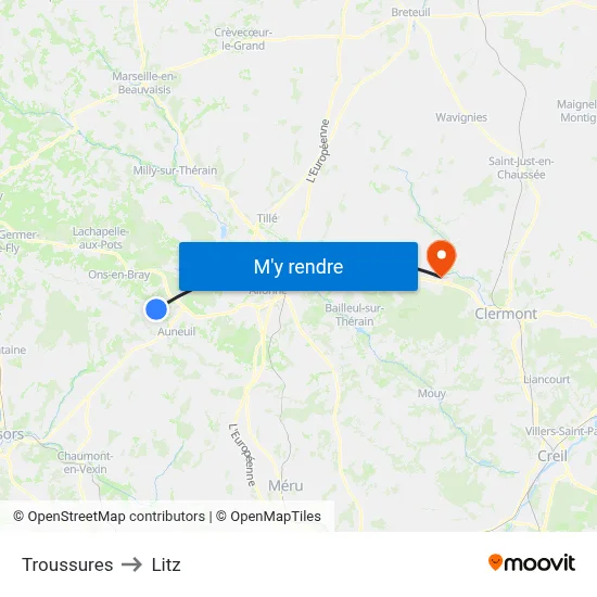Troussures to Litz map