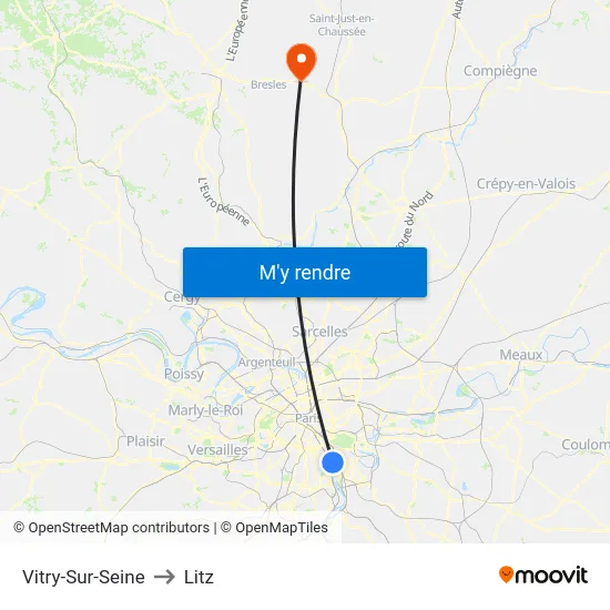 Vitry-Sur-Seine to Litz map