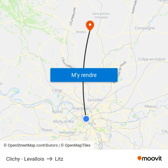 Clichy - Levallois to Litz map