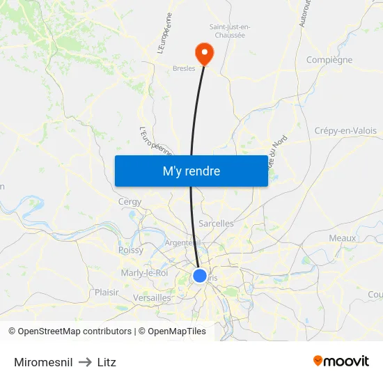 Miromesnil to Litz map