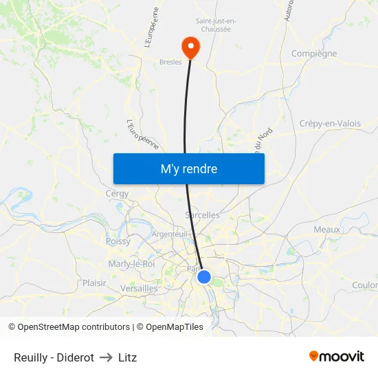 Reuilly - Diderot to Litz map