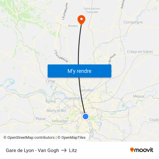 Gare de Lyon - Van Gogh to Litz map