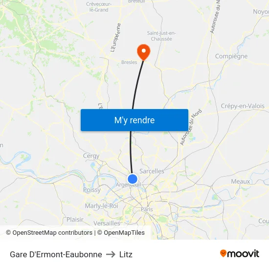 Gare D'Ermont-Eaubonne to Litz map