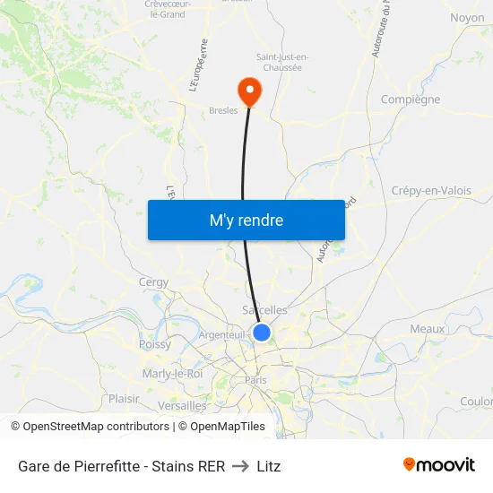 Gare de Pierrefitte - Stains RER to Litz map