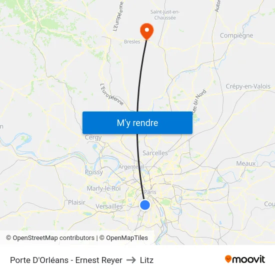 Porte D'Orléans - Ernest Reyer to Litz map
