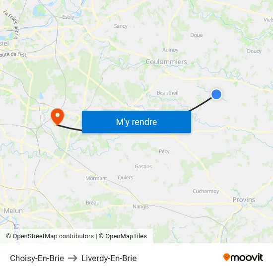 Choisy-En-Brie to Liverdy-En-Brie map