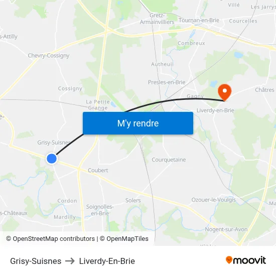 Grisy-Suisnes to Liverdy-En-Brie map