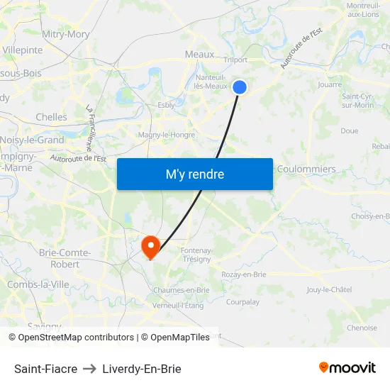 Saint-Fiacre to Liverdy-En-Brie map