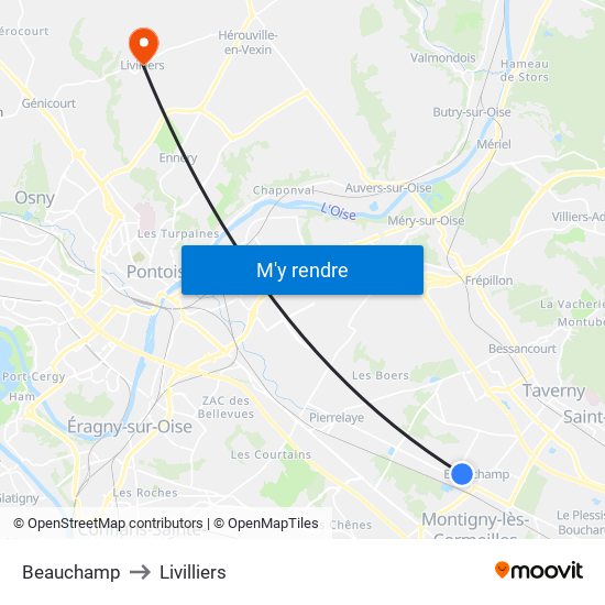 Beauchamp to Livilliers map