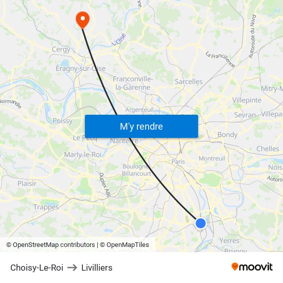 Choisy-Le-Roi to Livilliers map