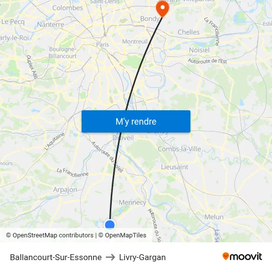Ballancourt-Sur-Essonne to Livry-Gargan map