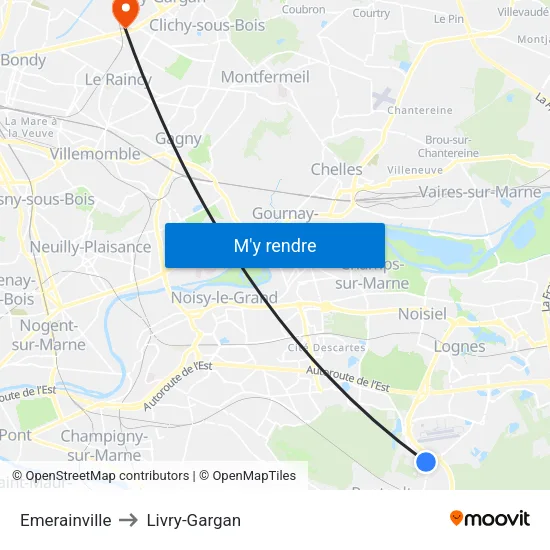 Emerainville to Livry-Gargan map