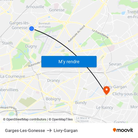 Garges-Les-Gonesse to Livry-Gargan map