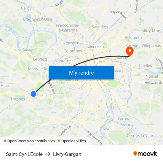 Saint-Cyr-L'Ecole to Livry-Gargan map