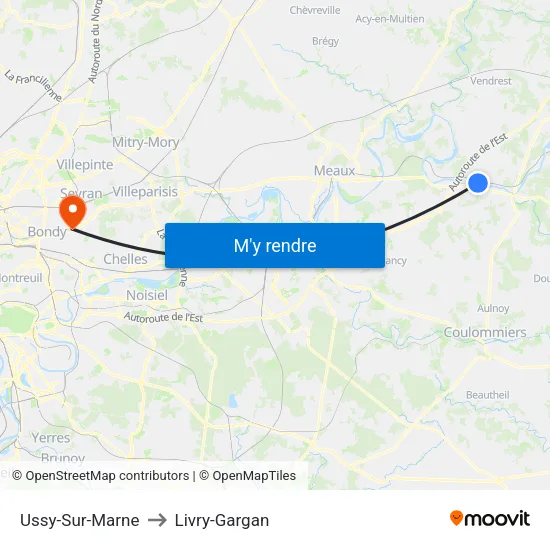 Ussy-Sur-Marne to Livry-Gargan map