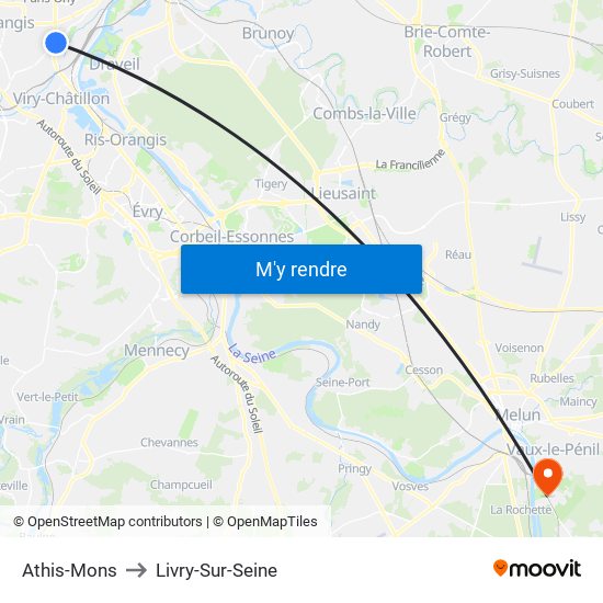 Athis-Mons to Livry-Sur-Seine map