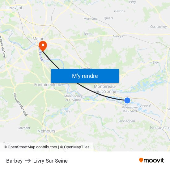 Barbey to Livry-Sur-Seine map