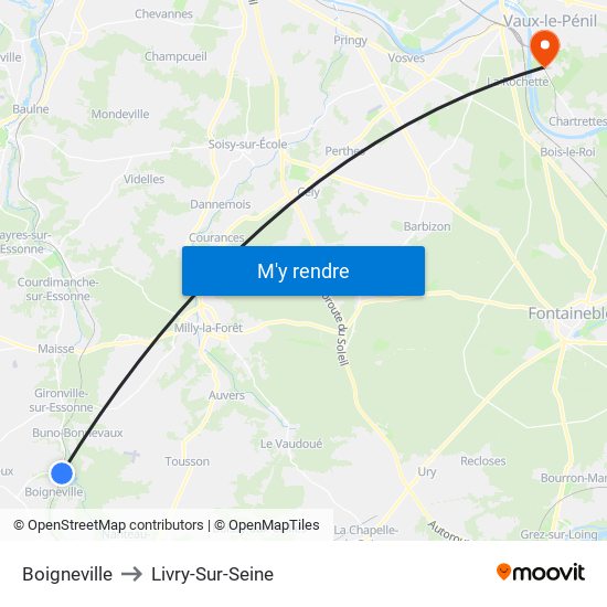 Boigneville to Livry-Sur-Seine map