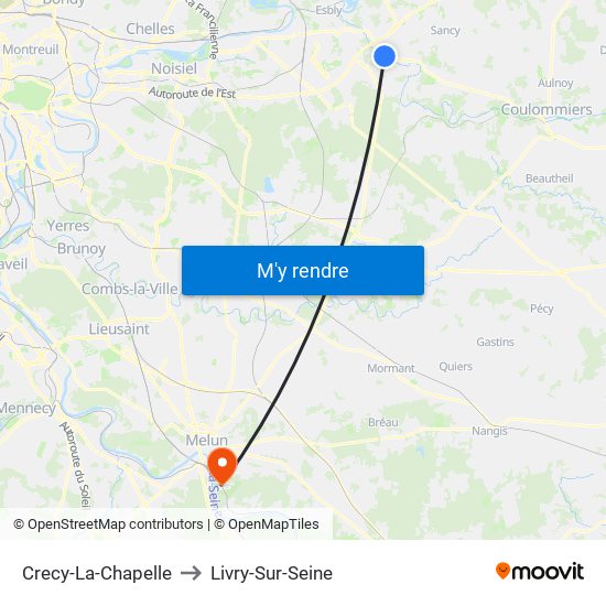 Crecy-La-Chapelle to Livry-Sur-Seine map