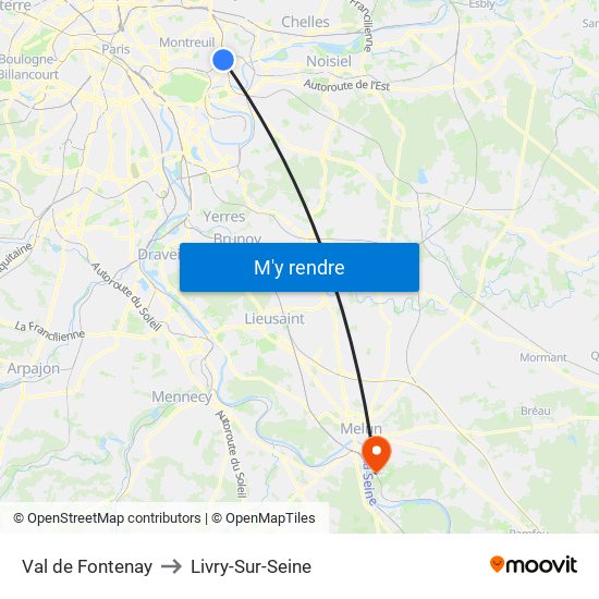 Val de Fontenay to Livry-Sur-Seine map