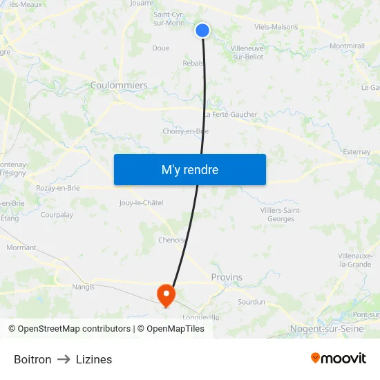 Boitron to Lizines map