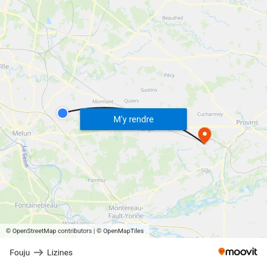 Fouju to Lizines map