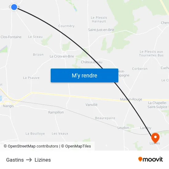 Gastins to Lizines map