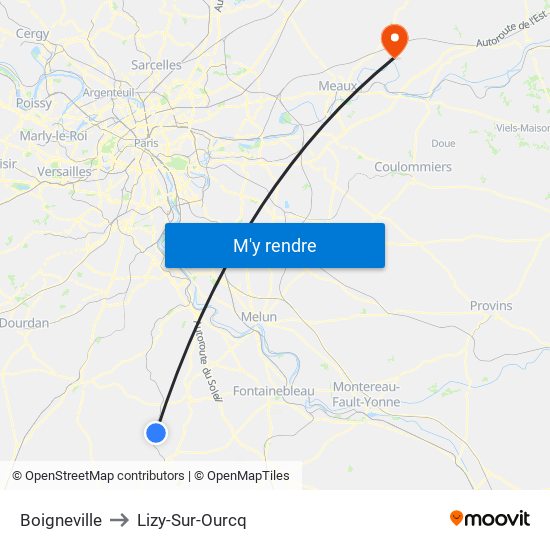 Boigneville to Lizy-Sur-Ourcq map