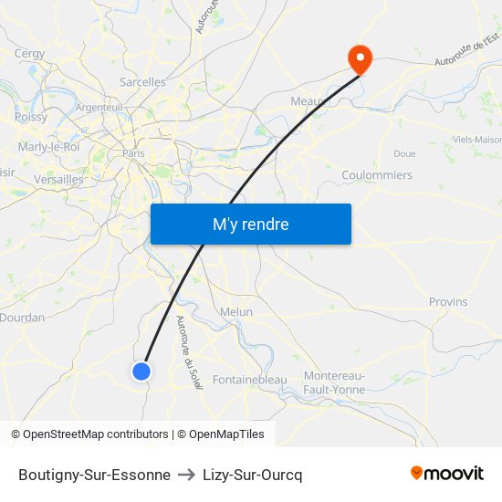 Boutigny-Sur-Essonne to Lizy-Sur-Ourcq map