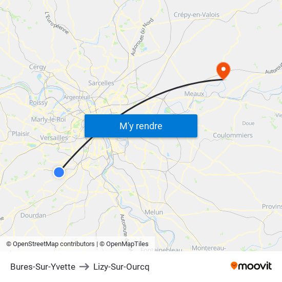 Bures-Sur-Yvette to Lizy-Sur-Ourcq map