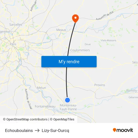 Echouboulains to Lizy-Sur-Ourcq map
