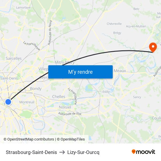 Strasbourg-Saint-Denis to Lizy-Sur-Ourcq map