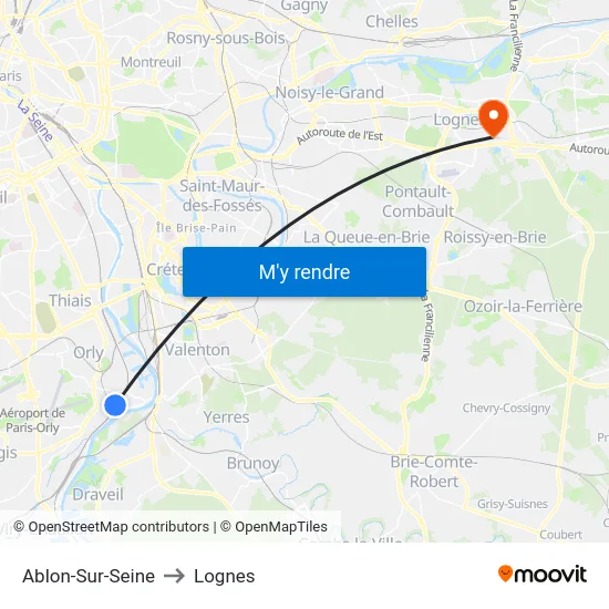 Ablon-Sur-Seine to Lognes map