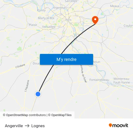 Angerville to Lognes map