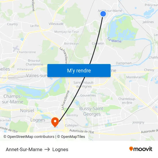 Annet-Sur-Marne to Lognes map