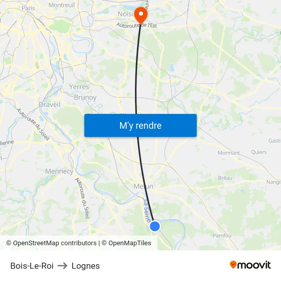 Bois-Le-Roi to Lognes map