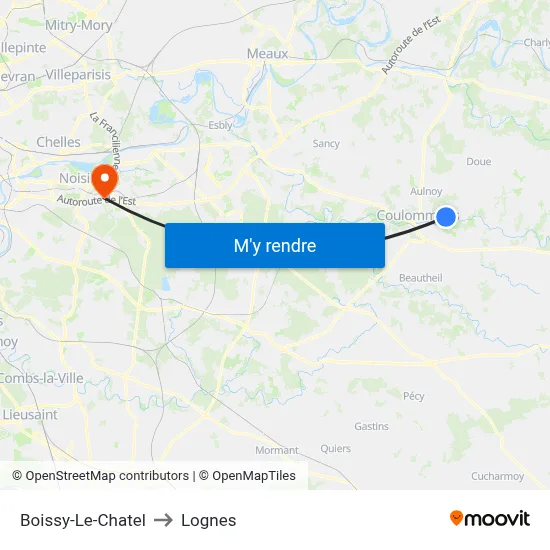 Boissy-Le-Chatel to Lognes map