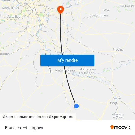 Bransles to Lognes map