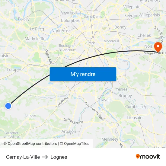 Cernay-La-Ville to Lognes map