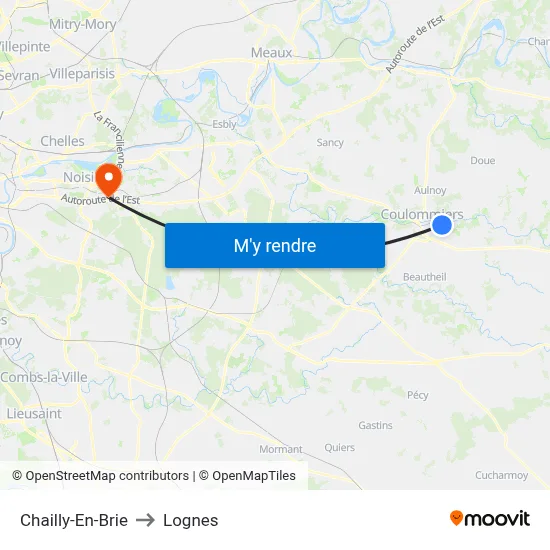 Chailly-En-Brie to Lognes map