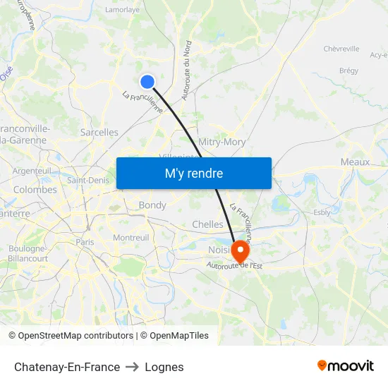 Chatenay-En-France to Lognes map
