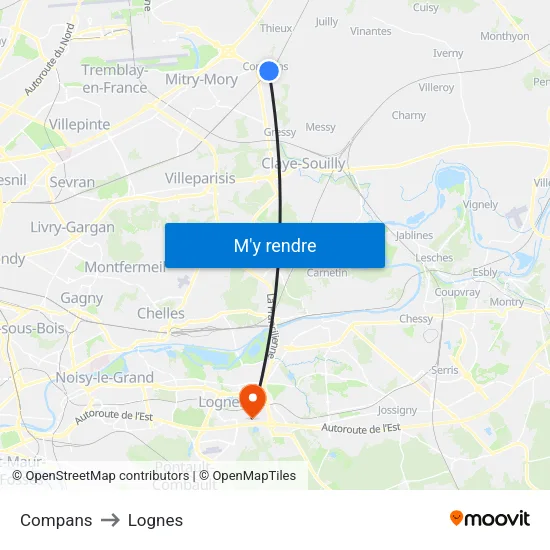 Compans to Lognes map