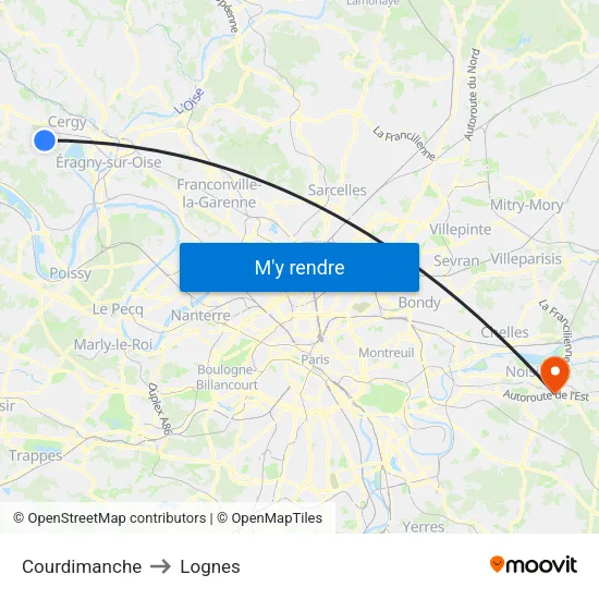 Courdimanche to Lognes map