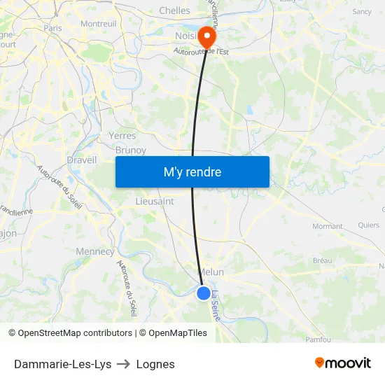 Dammarie-Les-Lys to Lognes map