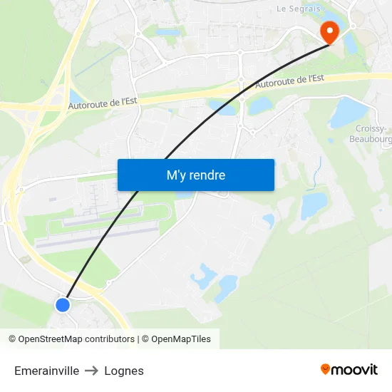 Emerainville to Lognes map