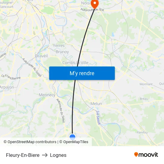 Fleury-En-Biere to Lognes map