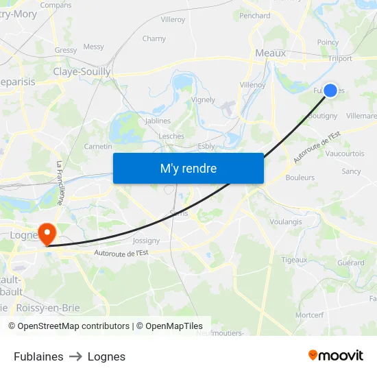 Fublaines to Lognes map