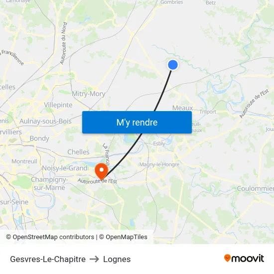 Gesvres-Le-Chapitre to Lognes map