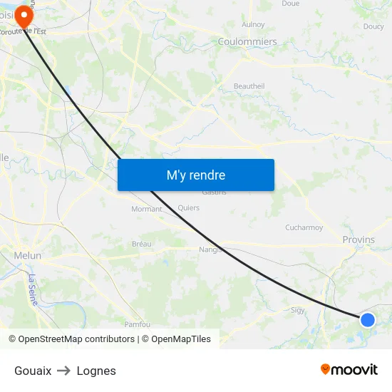Gouaix to Lognes map