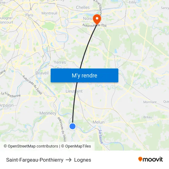Saint-Fargeau-Ponthierry to Lognes map